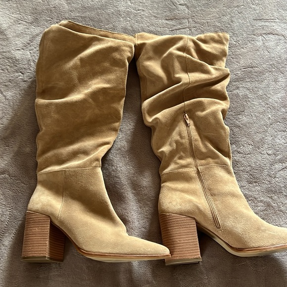 Steve Madden Suede Slouch Boot Tan 10 - Picture 2 of 5